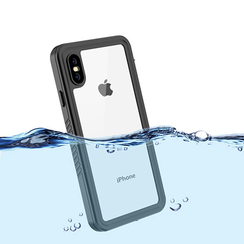 Apple iPhone Xs用完全防水ケース ハイブリットバンパーカバー 高級感 手触り良い 360度 アップル ブラック