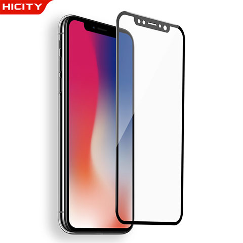 Apple iPhone Xs用強化ガラス フル液晶保護フィルム F03 アップル ブラック