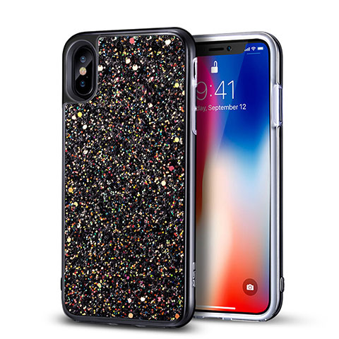 Apple iPhone Xs Max用シリコンケース ソフトタッチラバー ケバケバ アップル ブラック