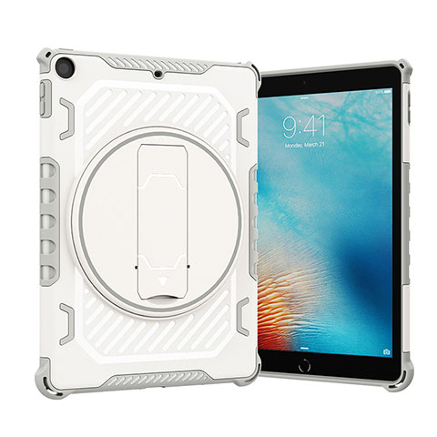 Apple New iPad 9.7 (2017)用ハイブリットバンパーケース スタンド プラスチック 兼シリコーン カバー L09 アップル グレー