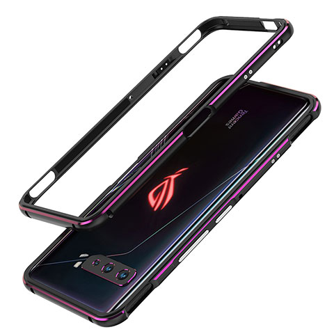 Asus ROG Phone 3用ケース 高級感 手触り良い アルミメタル 製の金属製 バンパー カバー JZ1 Asus パープル