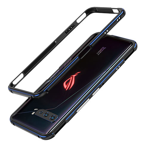 Asus ROG Phone 3用ケース 高級感 手触り良い アルミメタル 製の金属製 バンパー カバー JZ1 Asus ネイビー・ブラック