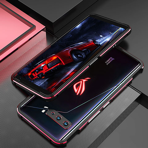 Asus ROG Phone 3用ケース 高級感 手触り良い アルミメタル 製の金属製 バンパー カバー Asus レッド・ブラック