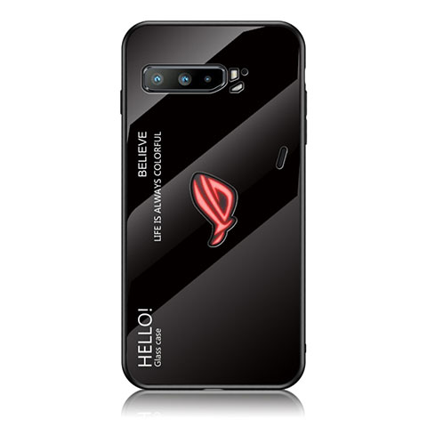 Asus ROG Phone 3用ハイブリットバンパーケース プラスチック 鏡面 虹 グラデーション 勾配色 カバー LS1 Asus ブラック