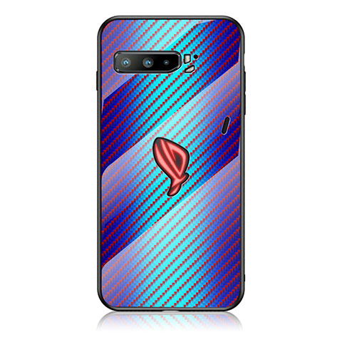 Asus ROG Phone 3 Strix ZS661KS用ハイブリットバンパーケース プラスチック 鏡面 虹 グラデーション 勾配色 カバー LS2 Asus ネイビー