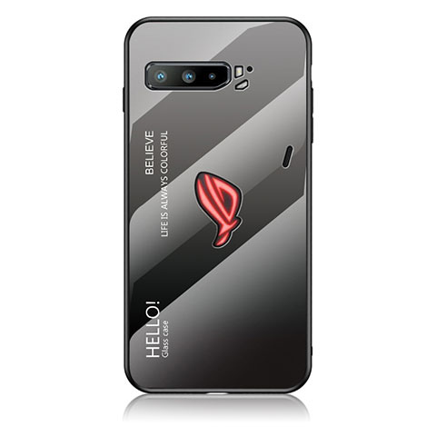 Asus ROG Phone 3 Strix ZS661KS用ハイブリットバンパーケース プラスチック 鏡面 虹 グラデーション 勾配色 カバー LS1 Asus ダークグレー