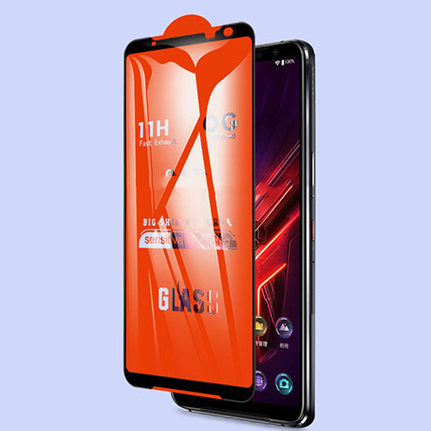 Asus ROG Phone 3 Strix ZS661KS用強化ガラス フル液晶保護フィルム Asus ブラック