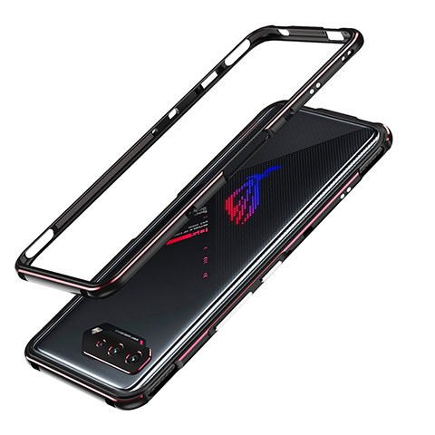 Asus ROG Phone 5 Ultimate用ケース 高級感 手触り良い アルミメタル 製の金属製 バンパー カバー JZ1 Asus レッド・ブラック