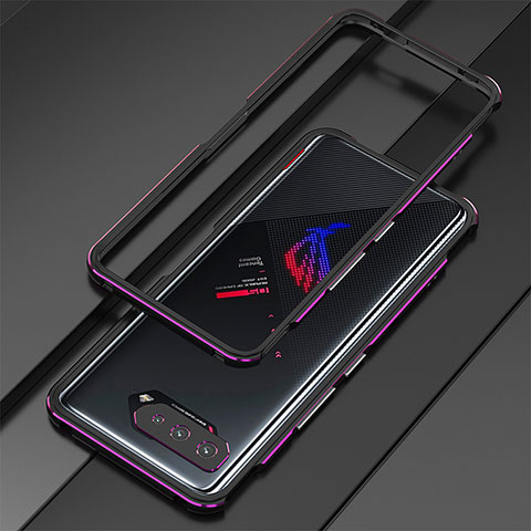 Asus ROG Phone 5 Ultimate用ケース 高級感 手触り良い アルミメタル 製の金属製 バンパー カバー Asus パープル