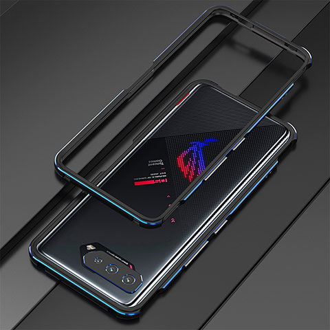 Asus ROG Phone 5 Ultimate用ケース 高級感 手触り良い アルミメタル 製の金属製 バンパー カバー Asus ネイビー・ブラック