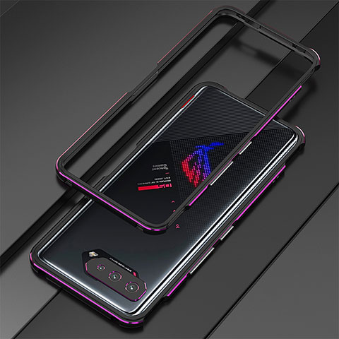 Asus ROG Phone 5s用ケース 高級感 手触り良い アルミメタル 製の金属製 バンパー カバー Asus パープル
