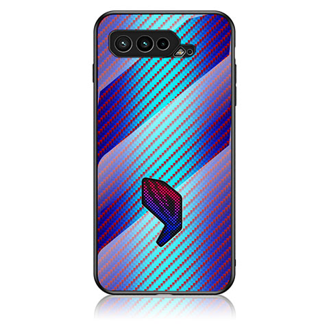 Asus ROG Phone 5s用ハイブリットバンパーケース プラスチック 鏡面 虹 グラデーション 勾配色 カバー LS2 Asus ネイビー