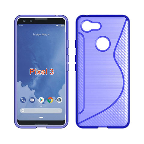 Google Pixel 3用ソフトケース S ライン クリア透明 グーグル パープル