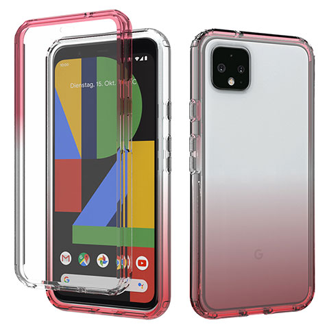 Google Pixel 4 XL用前面と背面 360度 フルカバー 極薄ソフトケース シリコンケース 耐衝撃 全面保護 バンパー 勾配色 透明 グーグル レッド