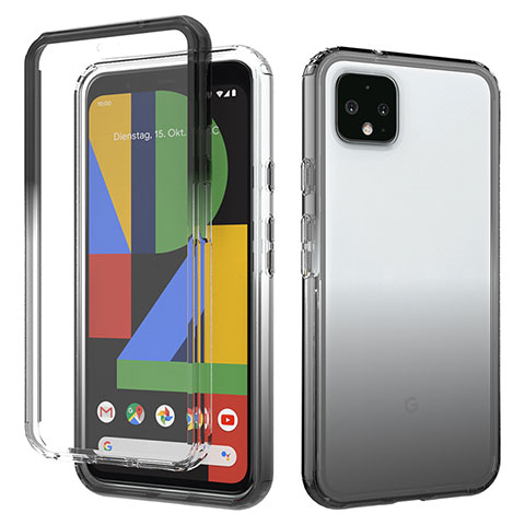 Google Pixel 4 XL用前面と背面 360度 フルカバー 極薄ソフトケース シリコンケース 耐衝撃 全面保護 バンパー 勾配色 透明 グーグル ダークグレー