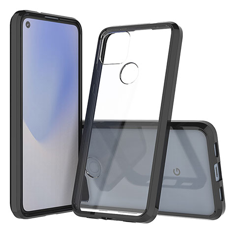 Google Pixel 4a 5G用360度 フルカバー ハイブリットバンパーケース クリア透明 プラスチック カバー ZJ5 グーグル ブラック