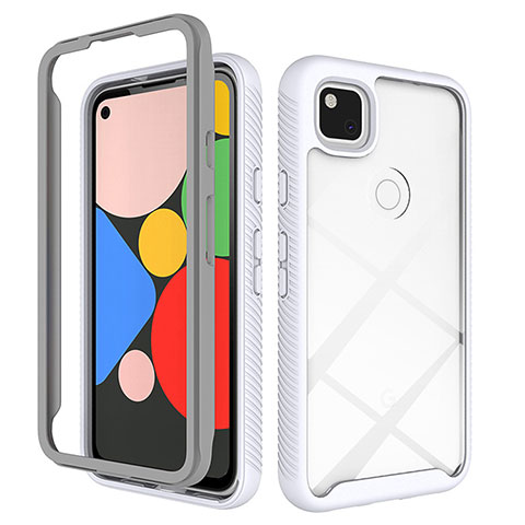 Google Pixel 4a用ハイブリットバンパーケース クリア透明 プラスチック 鏡面 カバー M01 グーグル ホワイト