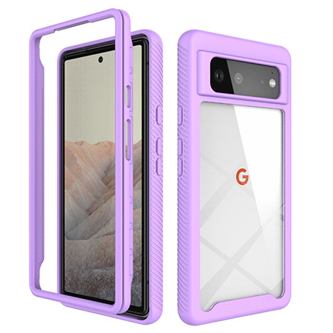 Google Pixel 6 5G用360度 フルカバー ハイブリットバンパーケース クリア透明 プラスチック カバー ZJ1 グーグル ラベンダー