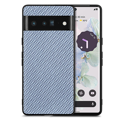 Google Pixel 6 Pro 5G用シリコンケース ソフトタッチラバー レザー柄 カバー S03D グーグル ネイビー