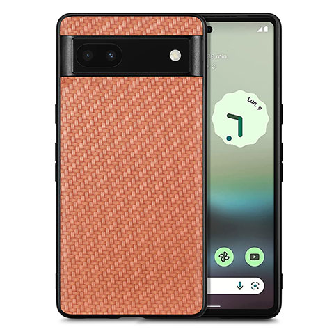 Google Pixel 6a 5G用シリコンケース ソフトタッチラバー レザー柄 カバー S03D グーグル ブラウン