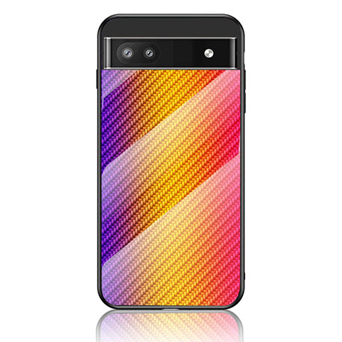 Google Pixel 6a 5G用ハイブリットバンパーケース プラスチック 鏡面 虹 グラデーション 勾配色 カバー LS2 グーグル オレンジ