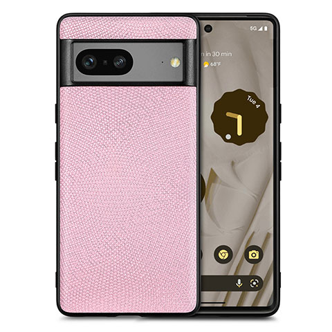 Google Pixel 7 5G用シリコンケース ソフトタッチラバー レザー柄 カバー S02D グーグル ピンク