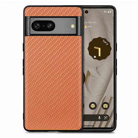 Google Pixel 7 5G用シリコンケース ソフトタッチラバー レザー柄 カバー S03D グーグル ブラウン