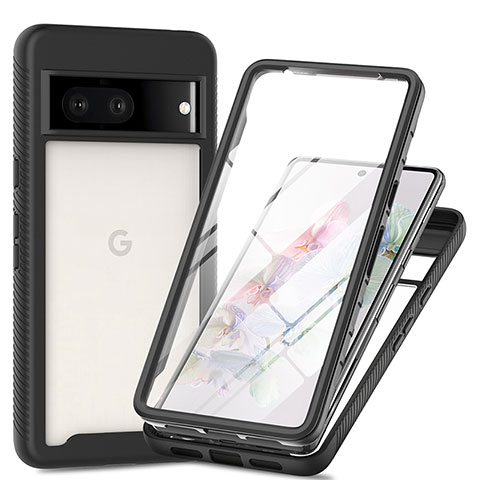 Google Pixel 7 5G用360度 フルカバー ハイブリットバンパーケース クリア透明 プラスチック カバー ZJ1 グーグル ブラック