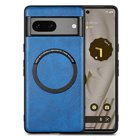 Google Pixel 7 5G用シリコンケース ソフトタッチラバー レザー柄 アンドマグネット式 S02D グーグル ネイビー