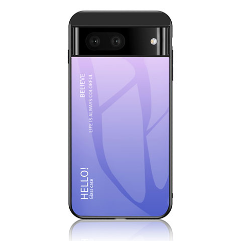 Google Pixel 7 5G用ハイブリットバンパーケース プラスチック 鏡面 虹 グラデーション 勾配色 カバー LS1 グーグル ラベンダー