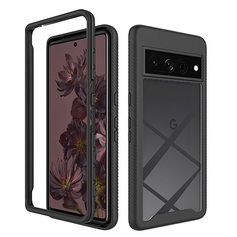 Google Pixel 7 Pro 5G用360度 フルカバー ハイブリットバンパーケース クリア透明 プラスチック カバー ZJ1 グーグル ブラック