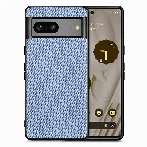 Google Pixel 7a 5G用シリコンケース ソフトタッチラバー レザー柄 カバー S03D グーグル ネイビー