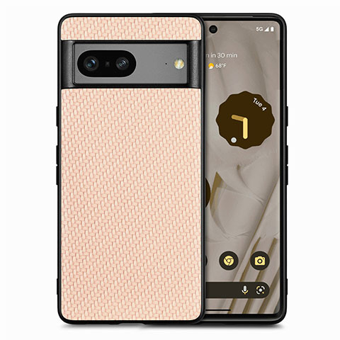 Google Pixel 7a 5G用シリコンケース ソフトタッチラバー レザー柄 カバー S03D グーグル ゴールド