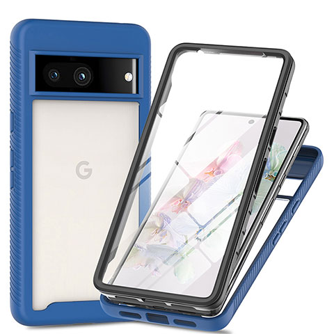 Google Pixel 7a 5G用360度 フルカバー ハイブリットバンパーケース クリア透明 プラスチック カバー ZJ3 グーグル ネイビー