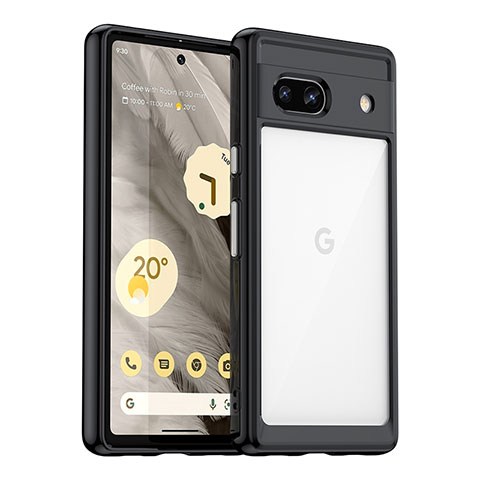 Google Pixel 7a 5G用ハイブリットバンパーケース クリア透明 プラスチック カバー J01S グーグル ブラック