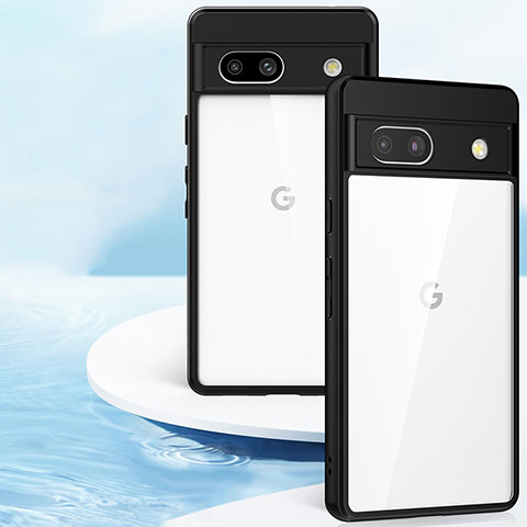 Google Pixel 7a 5G用極薄ソフトケース シリコンケース 耐衝撃 全面保護 クリア透明 T07 グーグル ブラック