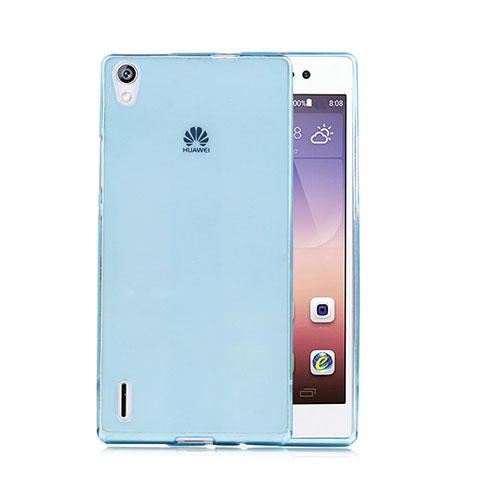 Huawei Ascend P7用極薄ソフトケース シリコンケース 耐衝撃 全面保護 クリア透明 ファーウェイ ネイビー