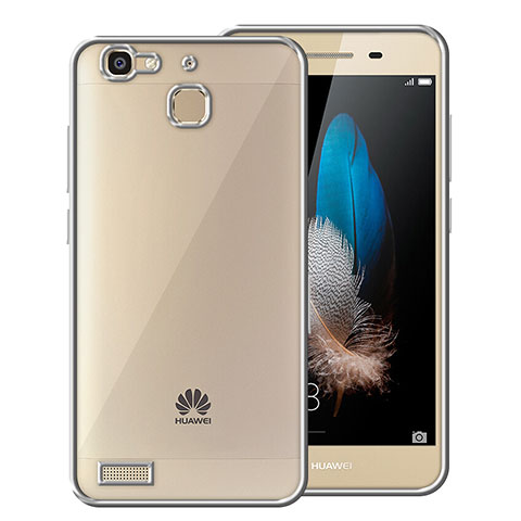 Huawei G8 Mini用ハイブリットバンパーケース クリア透明 プラスチック ファーウェイ シルバー