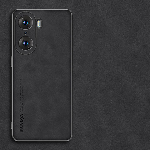 Huawei Honor 60 Pro 5G用ケース 高級感 手触り良いレザー柄 S01 ファーウェイ ブラック