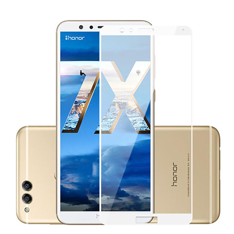 Huawei Honor 7X用強化ガラス フル液晶保護フィルム F04 ファーウェイ ホワイト