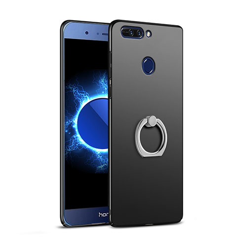 Huawei Honor 8 Pro用ハードケース プラスチック 質感もマット アンド指輪 A03 ファーウェイ ブラック