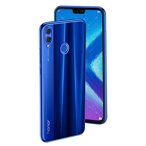 Huawei Honor 8X用極薄ソフトケース シリコンケース 耐衝撃 全面保護 クリア透明 T04 ファーウェイ ネイビー