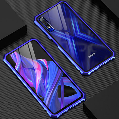 Huawei Honor 9X用ケース 高級感 手触り良い アルミメタル 製の金属製 360度 フルカバーバンパー 鏡面 カバー M03 ファーウェイ ネイビー