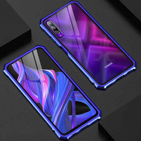 Huawei Honor 9X Pro用ケース 高級感 手触り良い アルミメタル 製の金属製 360度 フルカバーバンパー 鏡面 カバー M06 ファーウェイ ネイビー