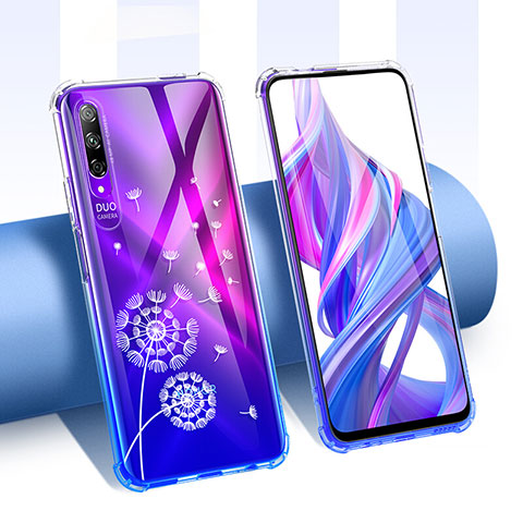 Huawei Honor 9X Pro用極薄ソフトケース シリコンケース 耐衝撃 全面保護 クリア透明 花 T01 ファーウェイ ホワイト