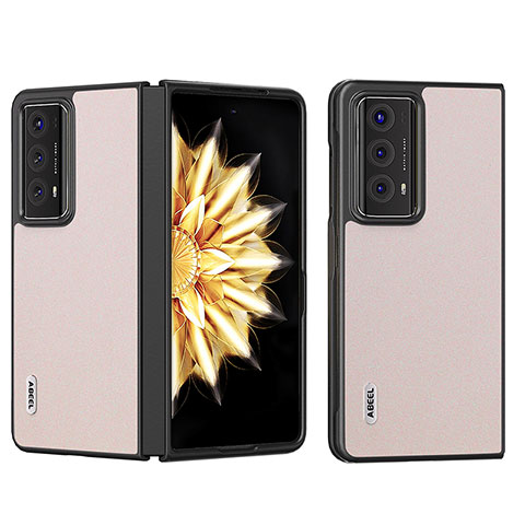 Huawei Honor Magic V2 5G用ハイブリットバンパーケース 高級感 手触り良いレザー柄 兼プラスチック BH6 ファーウェイ ゴールド