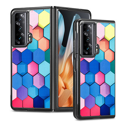 Huawei Honor Magic Vs Ultimate 5G用ハイブリットバンパーケース 高級感 手触り良いレザー柄 兼プラスチック S08D ファーウェイ カラフル