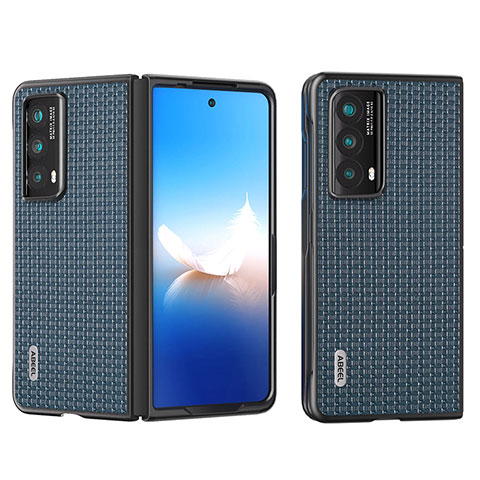 Huawei Honor Magic Vs2 5G用ハイブリットバンパーケース 高級感 手触り良いレザー柄 兼プラスチック BH3 ファーウェイ ネイビー