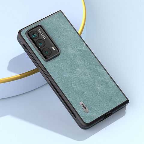 Huawei Honor Magic Vs2 5G用ハイブリットバンパーケース 高級感 手触り良いレザー柄 兼プラスチック BH7 ファーウェイ シアン