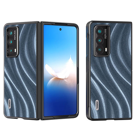 Huawei Honor Magic Vs2 5G用ハイブリットバンパーケース 高級感 手触り良いレザー柄 兼プラスチック B02H ファーウェイ ネイビー